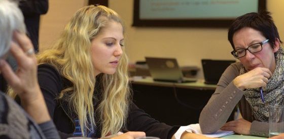 Female Advocate Educator hard at work
