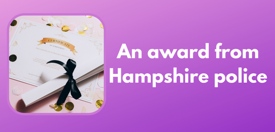 Aurora receives an award from Hampshire